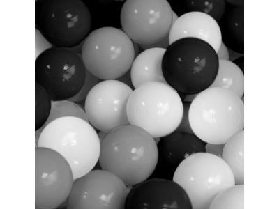 Lot de 5 sacs de 100 balles de jeu ou de piscine 5,5 cm - Noir, Gris, Blanc -