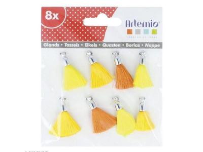 Artemio Set de8 Pompons Tassels, Autre, Jaune, 12,5 x 1 x 12,5 cm 13001037