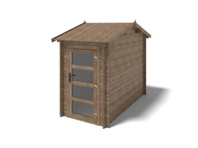 Abri de jardin en bois - 4,50m2 - 1,50x3m - trait&eacute; - ep. 28mm - couleur: marron DOM673 