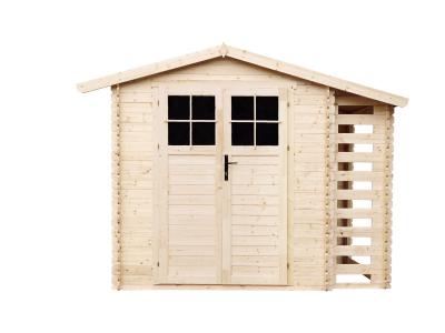 TIMBELA M386F Abri de jardin en bois et range b&ucirc;ches AVEC SOL TRAIT&Eacute;
