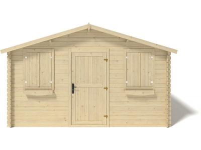 Abri de jardin en bois - 16m2 - 4x4m - Ep. 28mm - Couleur: naturel