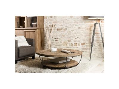 Table Basse en Teck Double Plateau Noir QUILA