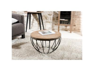 Table basse bois et m&eacute;tal 60 x 60 cm - SIANA