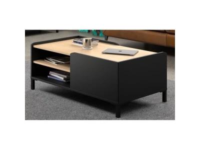 GAMI Table basse + Meuble TV - D&eacute;cor ch&acirc;taigner et noir - AMSTERDAM