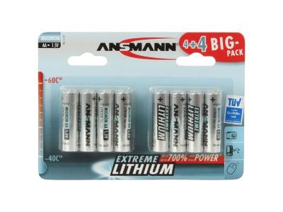 Ansmann 4+4 Lithium AA Batterie &agrave; usage unique