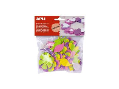 Apli pochette de 48 fleurs en mousse - adh&eacute;sive a paillettes