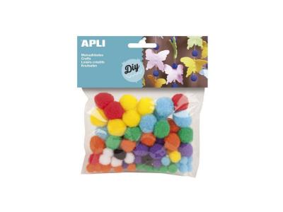APLI Sachet de 78 pompons - Couleurs assorties