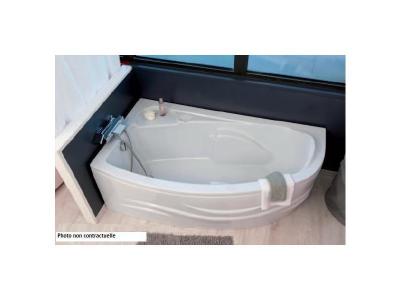 Baignoire angle droit accoudoirs Fany - Blanc - 160x90x55.2cm