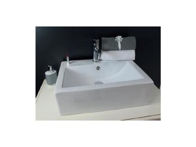 Vasque &agrave; poser Cubic - Rectangulaire - C&eacute;ramique - Blanc - 52x41cm