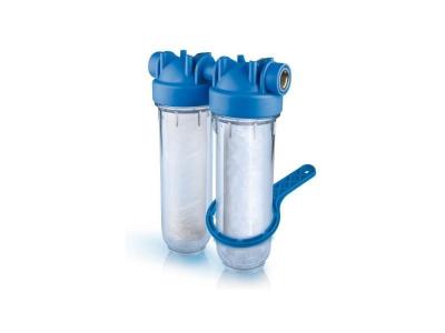Station filtre double nu - Taille standard 10"" - avec cl&eacute; de d&eacute;serrage