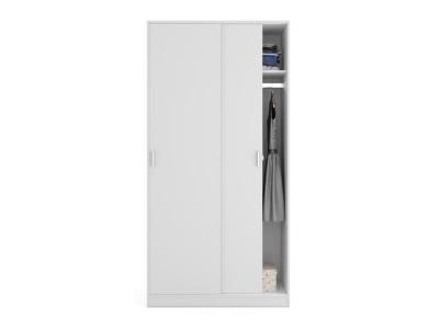 Armoire avec 2 Portes Coulissantes coloris Blanc - Dim : l 100 cm x h 200 x p 50 cm Pegane