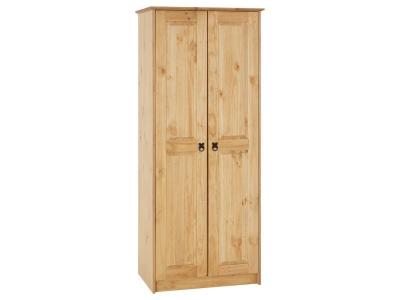 Armoire en pin BARRIO style mexicain, 2 portes, finition teint&eacute;e/cir&eacute;e 
