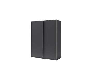 Armoire 2 portes coulissantes - collection gozu - coloris gris graphite - 150 x 198 x 62 cm 