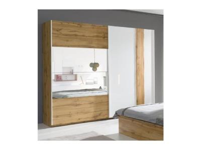 Armoire, garde robe wood deux portes coulissantes 200 cm. Dressing complet. Miroir inclus.