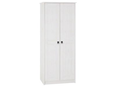 Armoire en pin RESIDENCIA style mexicain, 2 portes, lasur&eacute; blanc 
