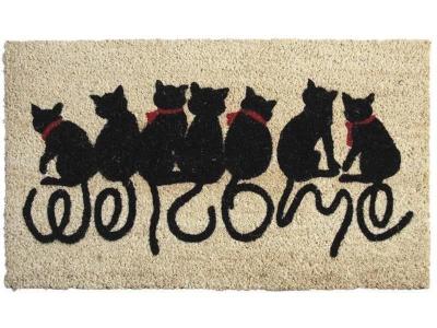 Aubry Gaspard - Paillasson coco blanchi 75 x 45 cm Chats welcome