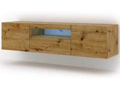 Meuble tv suspendu ou au sol Led Inclus 150x42/36x37 Cm stand aura Ch&ecirc;ne