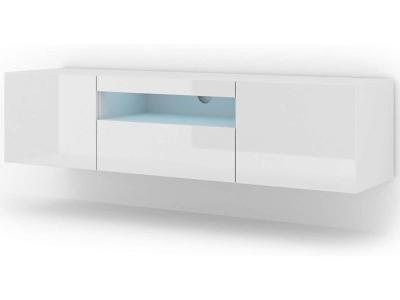 Meuble TV blanc fabriqu&eacute; en HDF et MDF avec &eacute;clairage Bim Furniture