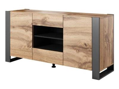 Commode de chambre salon multi-usage NUNKI 164 cm ch&ecirc;ne wotan anthracite
