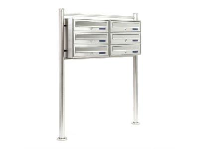 Bloc de 6 bo&icirc;tes aux lettres - Acier inoxydable