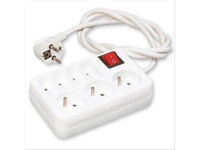 BLOC 7 PRISES: 3 x (2 P + T) et 4 x (2 P) - 3680W + INTER - 1m - 8309