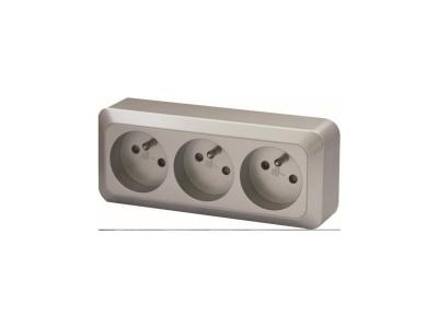 DIO - Bloc multiprise &agrave; cabler 3 prises 2P+T 16A - Silver