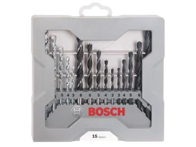 Bosch 2607017038 Coffret De M&egrave;ches Et Forets 15 Pi&egrave;ces Bois/M&eacute;tal/Pierre 3/4/5/6/8 Mm