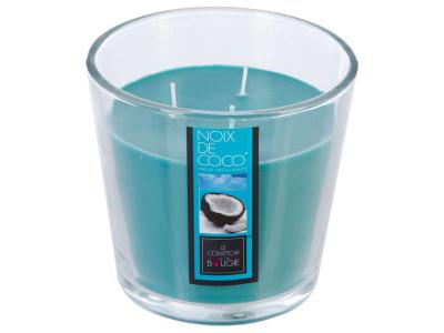 Bougie Parfum&eacute;e Noix de coco Pot en verre 500 g - Bleu - Atmosphera