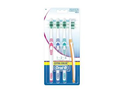 Brosse &agrave; dent oral b 123 m&eacute;dium - pack de 4 - oral b