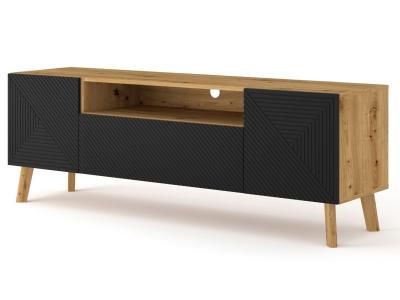 Meuble TV LUXI 160 cm ch&ecirc;ne artisan / noir mat