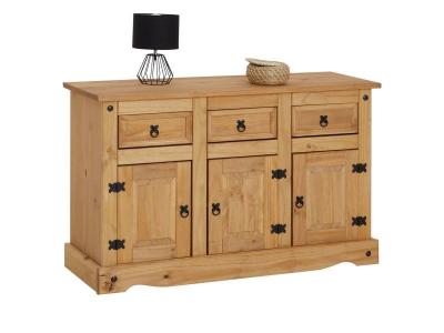 Buffet en pin SALSA style mexicain, 3 portes et 3 tiroirs 