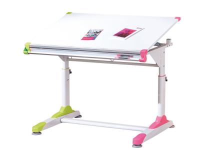 Bureau Inclinable pour enfant en coloris Blanc/Rose-Vert, Dim : 66 x 100 x 84 cm --