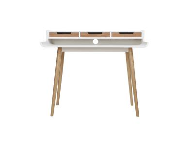Bureau avec rangements scandinave bois clair et blanc L110 cm OPUS