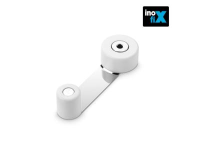 INOFIX - But&eacute;e de porte / arr&ecirc;t tournant m&eacute;tallique blanc en blister