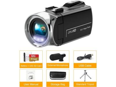 Cam&eacute;scope vid&eacute;o 4K 36 MP noir