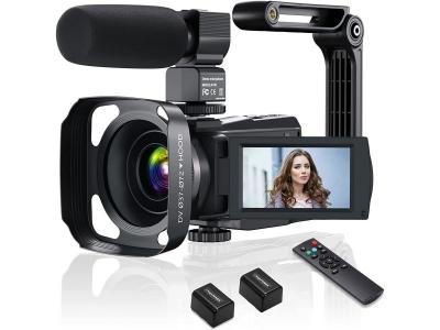 Camescope vid&eacute;o 4K WiFi avec microphone IR vision nocturne Full HD noir