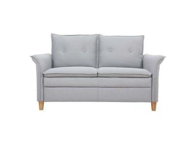 Canap&eacute; scandinave 2 places en tissu gris clair et bois clair cliff