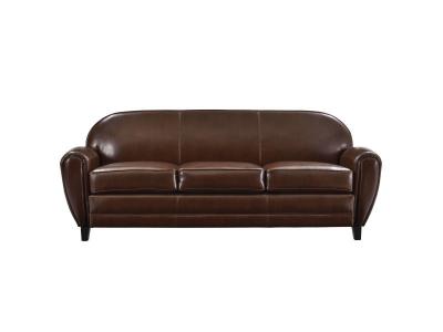 Rendez Vous D&eacute;co - Canap&eacute; 3 places en croute de cuir enduite - Club - Marron