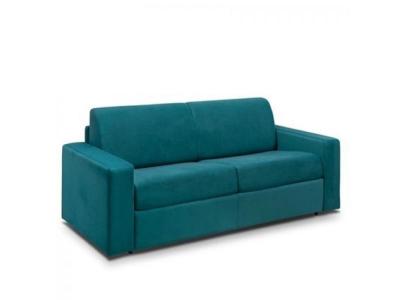 Canap&eacute; convertible express MIDNIGHT AMORE 140cm matelas 16cm velours bleu paon