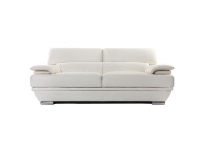 Canap&eacute; design avec t&ecirc;ti&egrave;res ajustables 3 places cuir blanc et acier chrom&eacute; EWING
