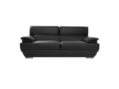 Miliboo - Canap&eacute; cuir design 3 places avec t&ecirc;ti&egrave;res ajustables noir EWING