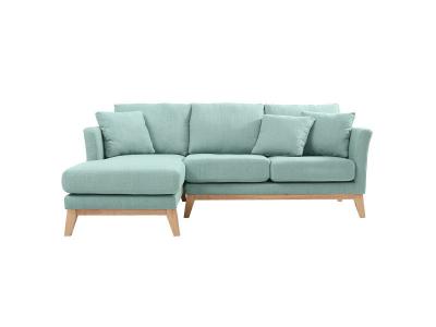 Miliboo Canap&eacute; d'angle gauche scandinave vert lagon d&eacute;houssable OSLO
