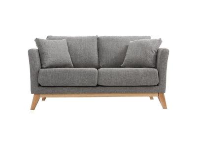 Miliboo - Canap&eacute; scandinave 2 places d&eacute;houssable gris clair et bois OSLO