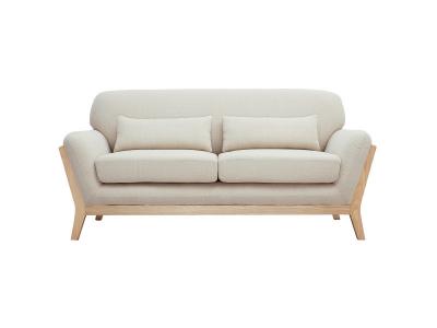 Canap&eacute; scandinave 2 places en tissu beige et bois clair YOKO - Naturel