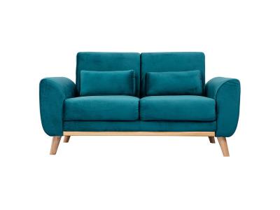 Miliboo Canap&eacute; scandinave 2 places velours bleu p&eacute;trole EKTOR 