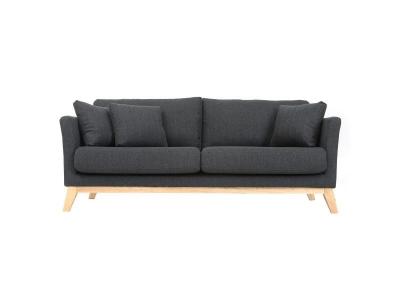 Canap&eacute; scandinave 3 places d&eacute;houssable gris fonc&eacute; et pieds bois OSLO