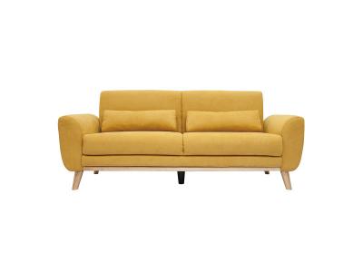 Miliboo - Canap&eacute; scandinave 3 places effet velours jaune moutarde EKTOR