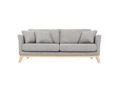 Canap&eacute; scandinave 3 places gris clair d&eacute;houssable pieds bois OSLO