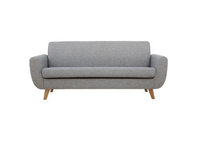 Canap&eacute; scandinave 3 places en tissu gris clair et bois clair PURE