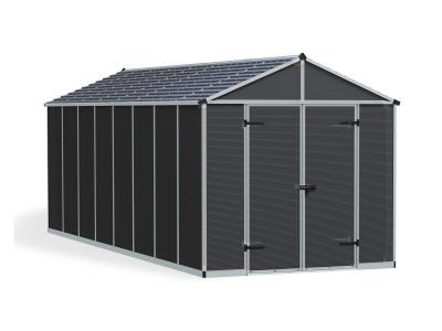 Abri de jardin Rubicon polycarbonate gris fonc&eacute; surface totale 14,2m&sup2;